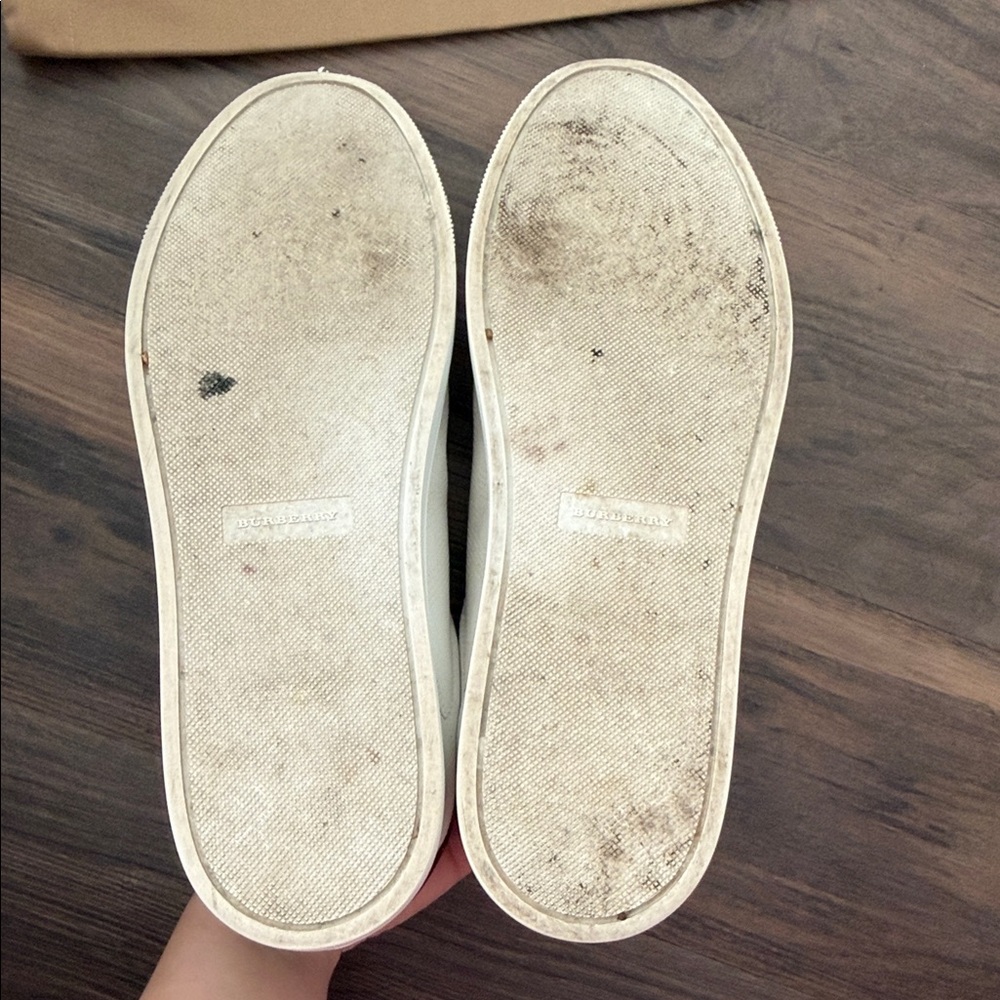 Burberry Men’s White Leather Sneakers - Picture 7 of 12